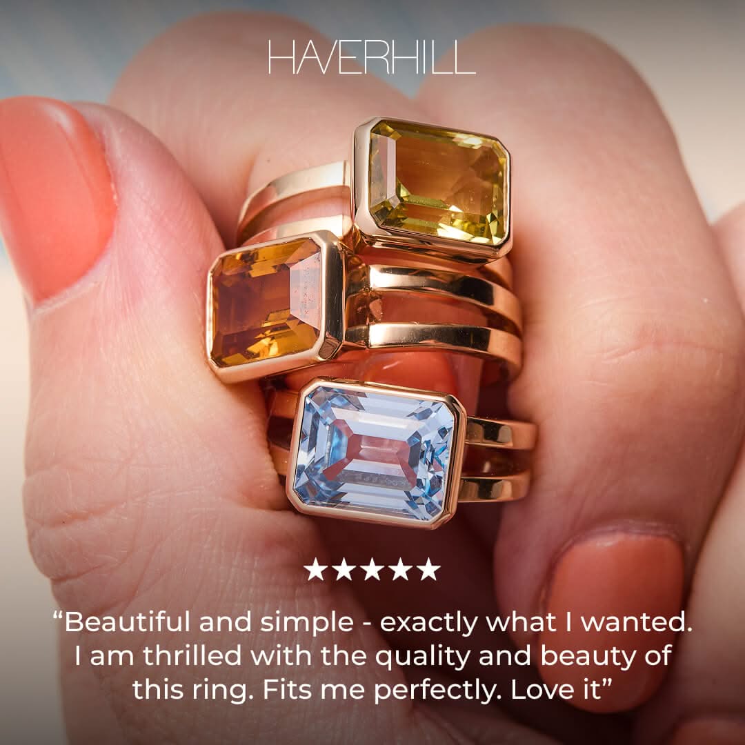 Warren Horizontal Aquamarine Ring in 14k Gold (March)