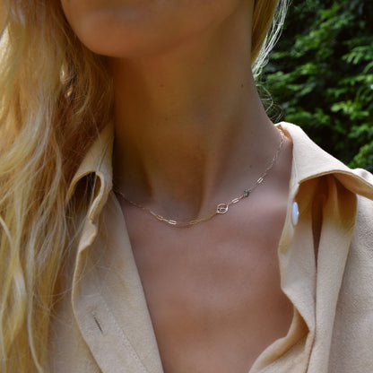 Sagittarius & Birthstone Necklace on Adelaide Mini in 14k Gold
