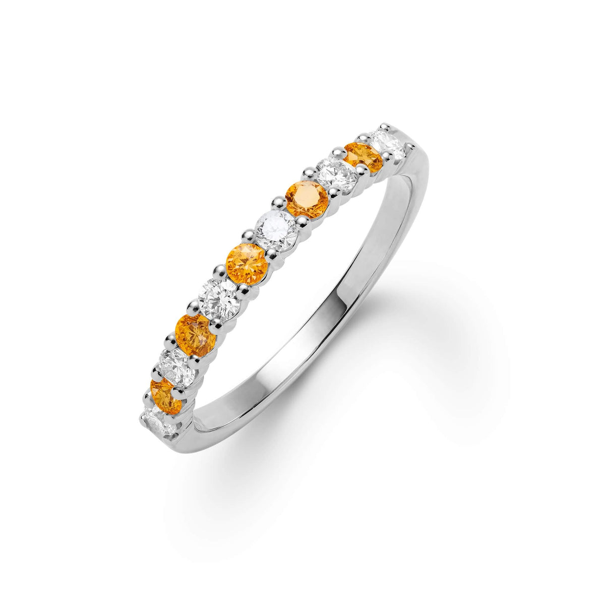 Rosecliff Diamond & Citrine Stackable Ring in 14k Gold (November)