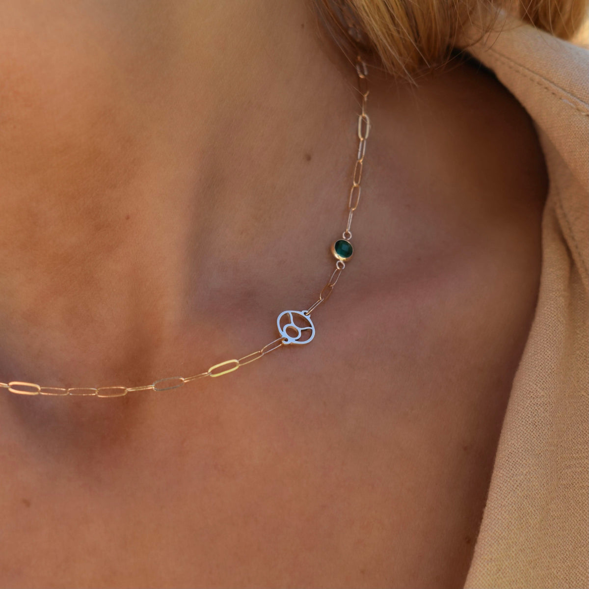 Taurus & Birthstone Necklace on Adelaide Mini in 14k Gold