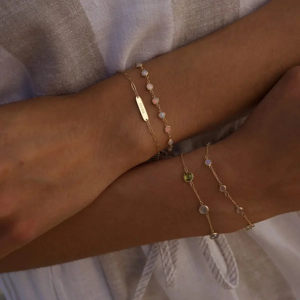 Petite 1 Nameplate Bracelet on Adelaide Mini in 14k Gold