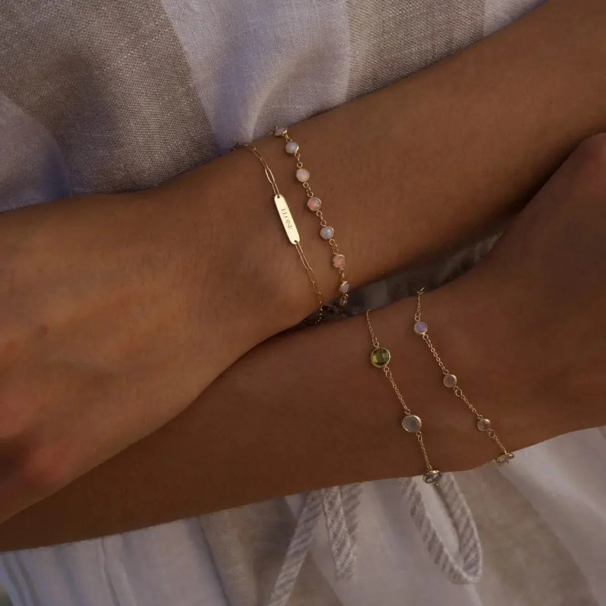 Petite 1 Nameplate Bracelet on Adelaide Mini in 14k Gold