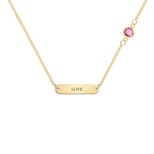 Pink Awareness LOVE & 1 Petite Pink Sapphire Necklace in 14k Gold