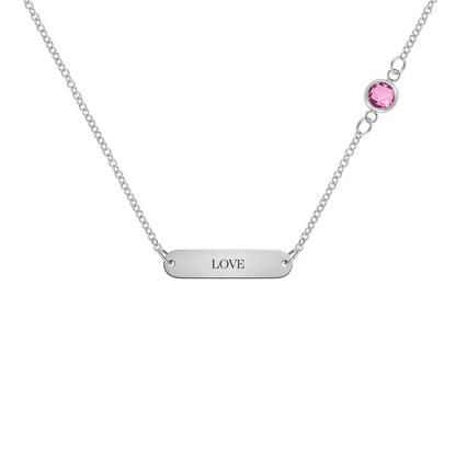 Pink Awareness LOVE & 1 Petite Pink Sapphire Necklace in 14k Gold