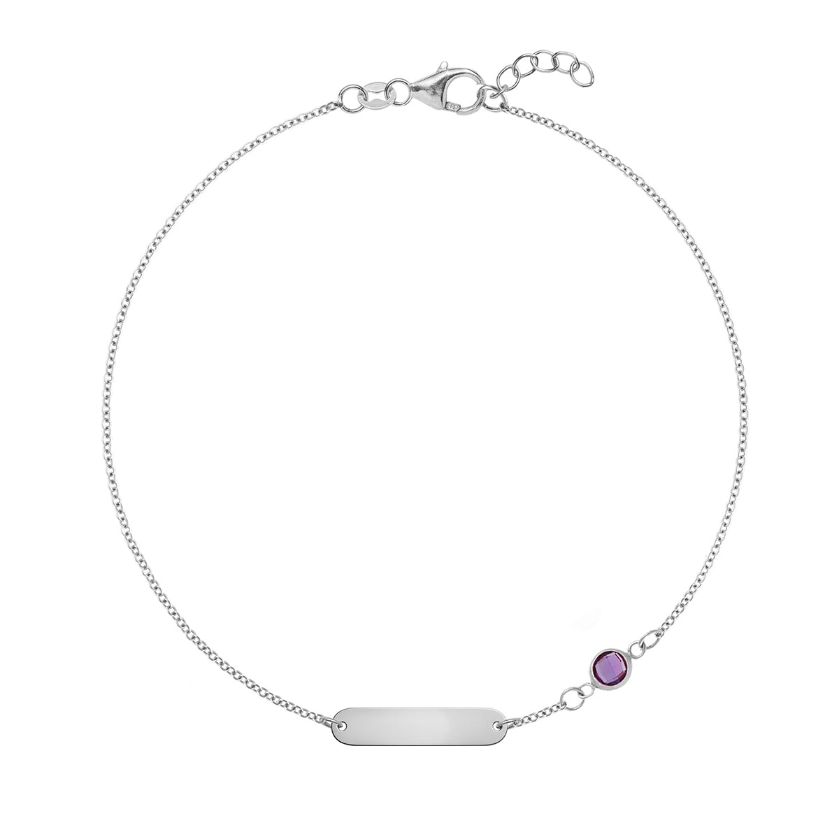 1 Nameplate & 1 Petite Amethyst Bracelet in 14k Gold (February)