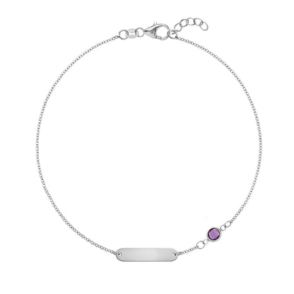 1 Nameplate & 1 Petite Amethyst Bracelet in 14k Gold (February)