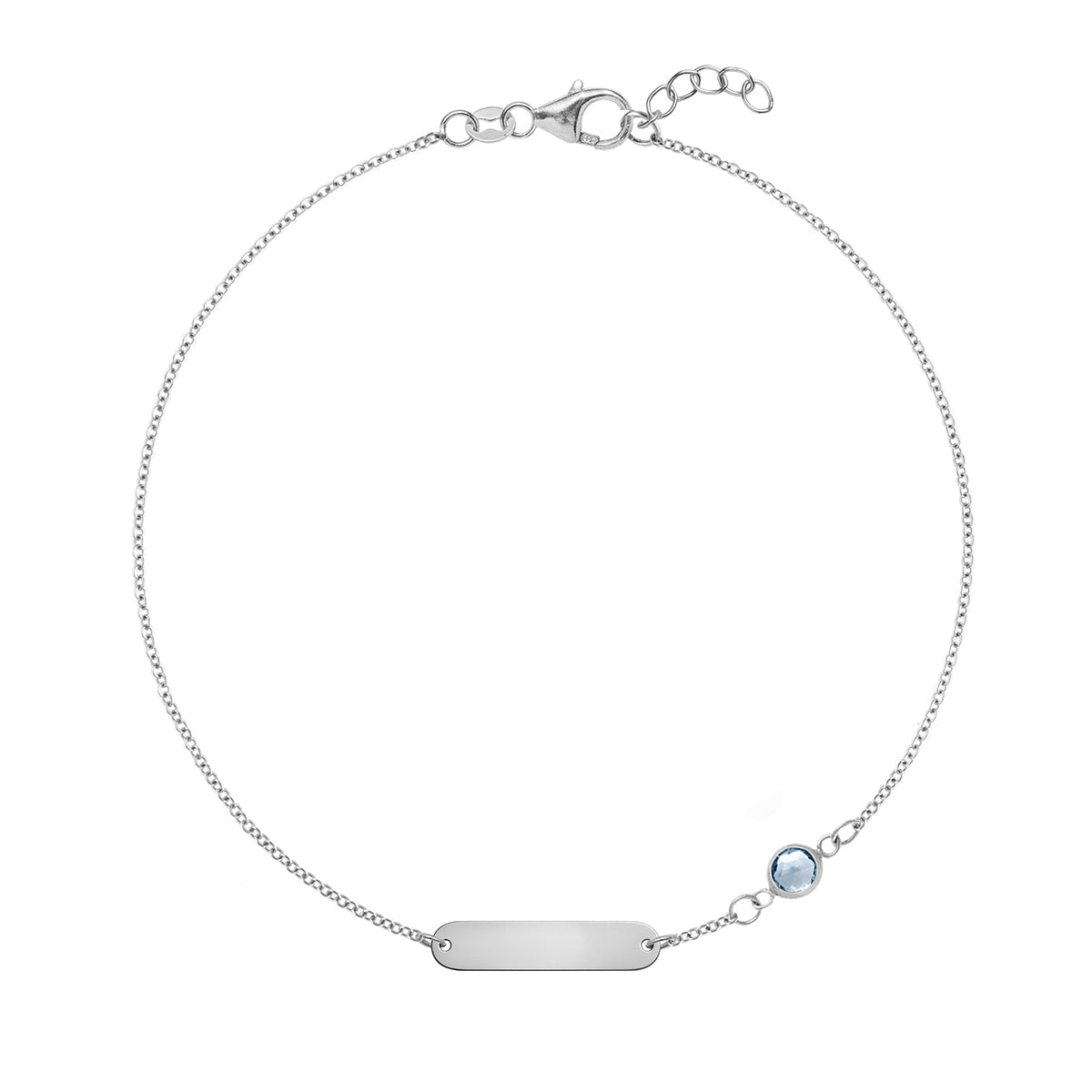 1 Nameplate & 1 Petite Aquamarine Bracelet in 14k Gold (March)