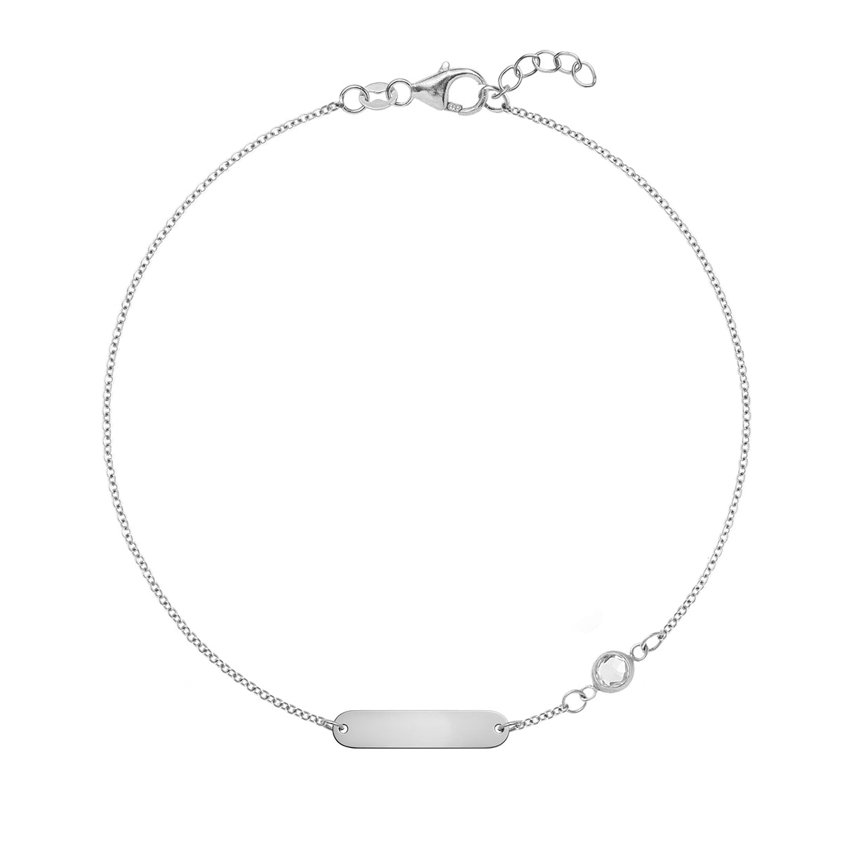 1 Nameplate & 1 Petite White Topaz Bracelet in 14k Gold (April)