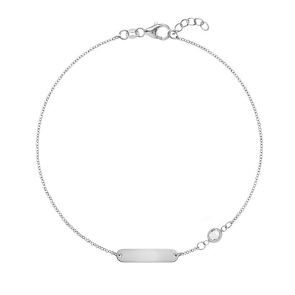 1 Nameplate & 1 Petite White Topaz Bracelet in 14k Gold (April)