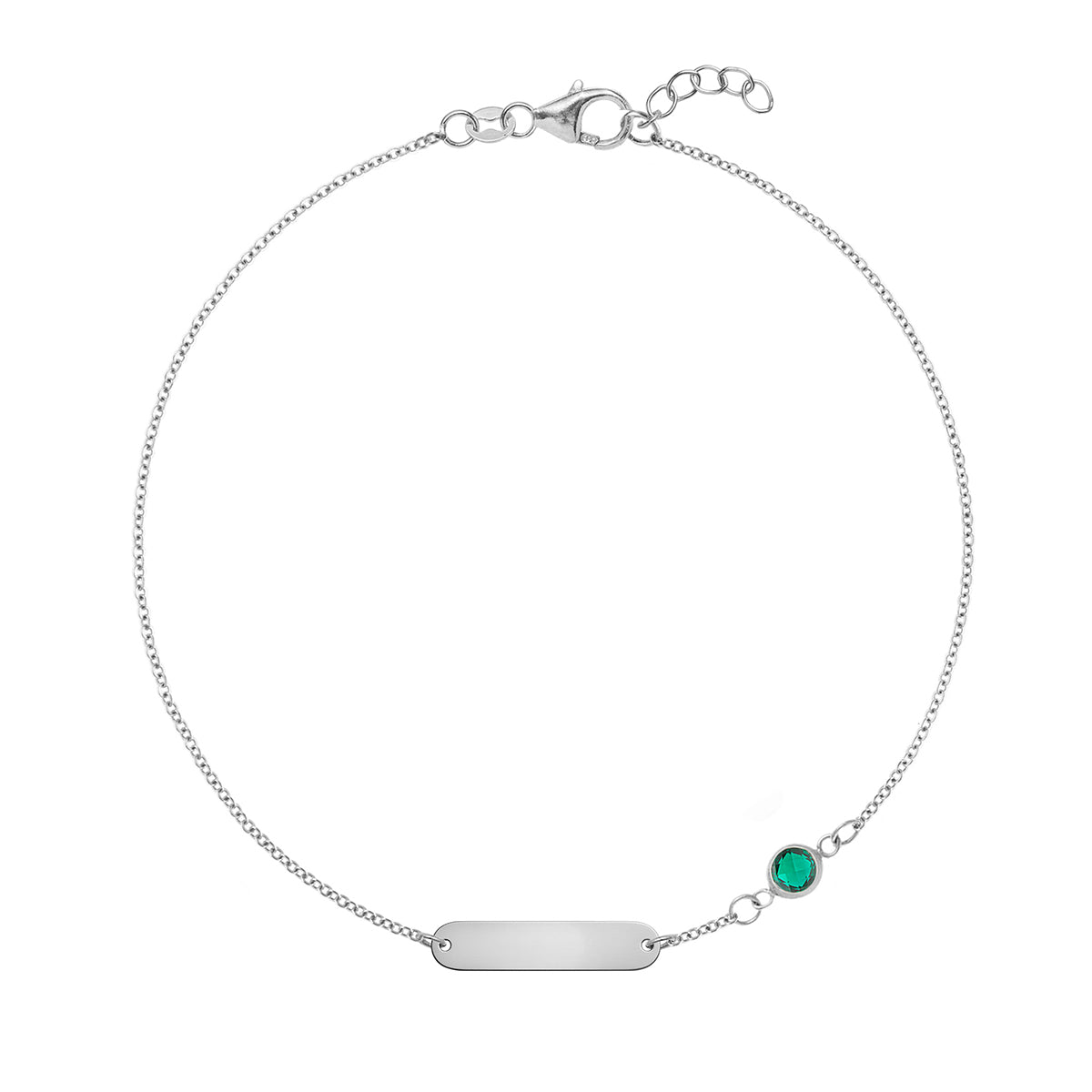 1 Nameplate & 1 Petite Emerald Bracelet in 14k Gold (May)