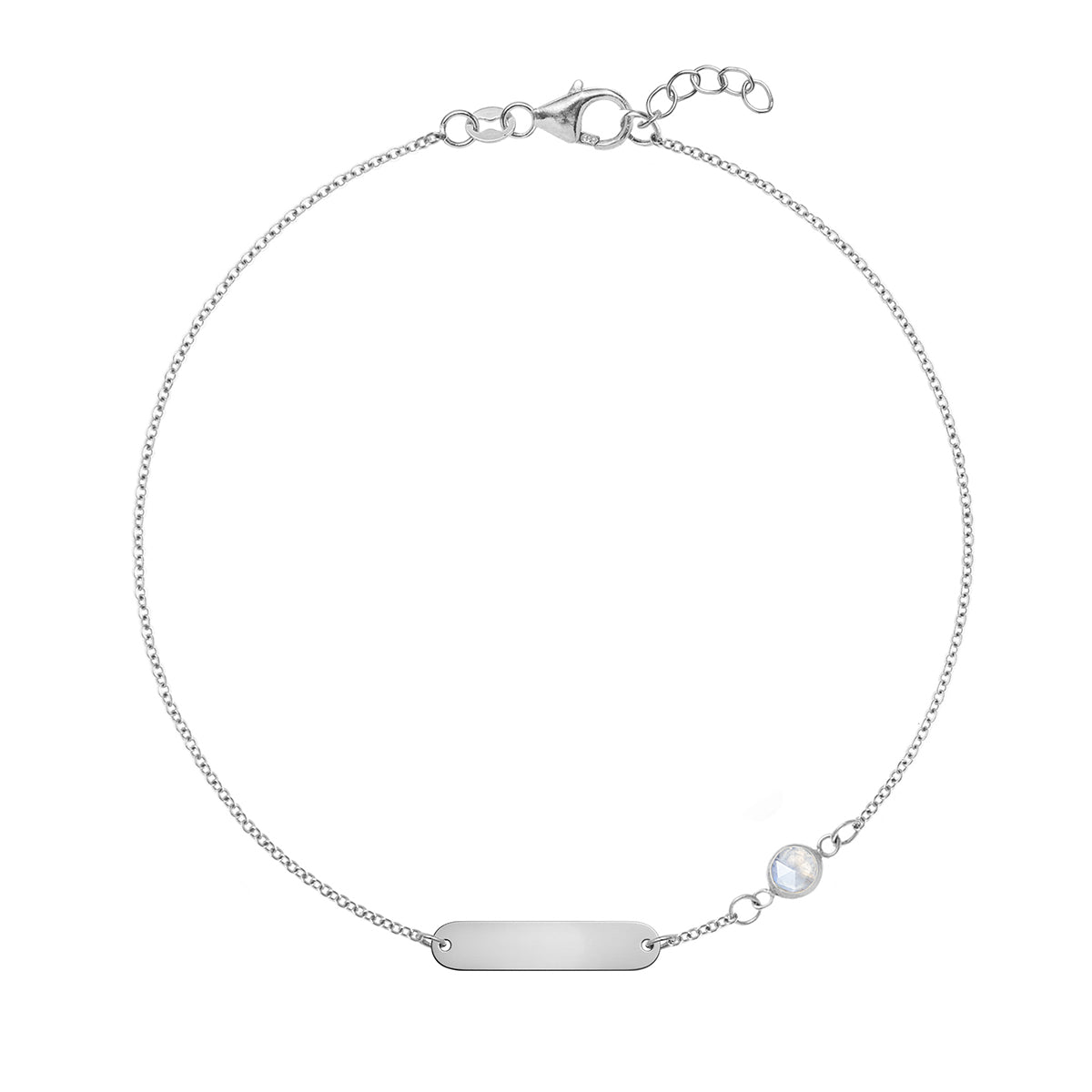 1 Nameplate & 1 Petite Moonstone Bracelet in 14k Gold (June)