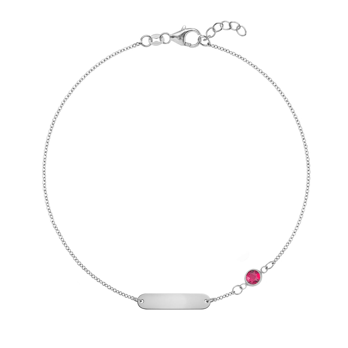 1 Nameplate & 1 Petite Ruby Bracelet in 14k Gold (July)