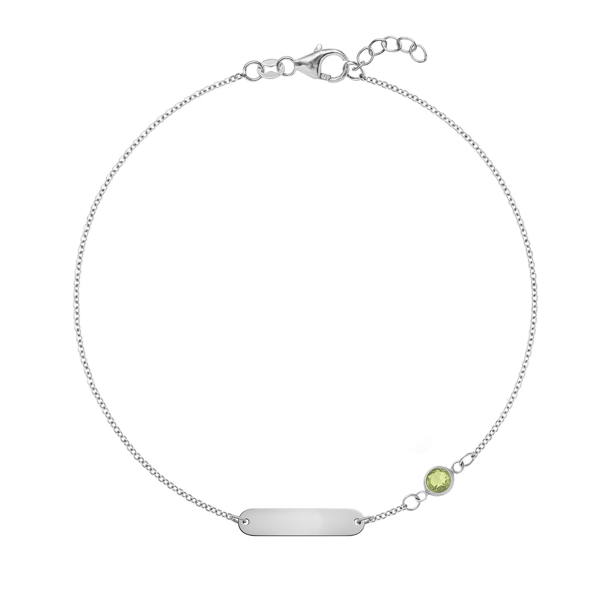 1 Nameplate & 1 Petite Peridot Bracelet in 14k Gold (August)
