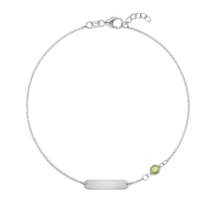 1 Nameplate & 1 Petite Peridot Bracelet in 14k Gold (August)