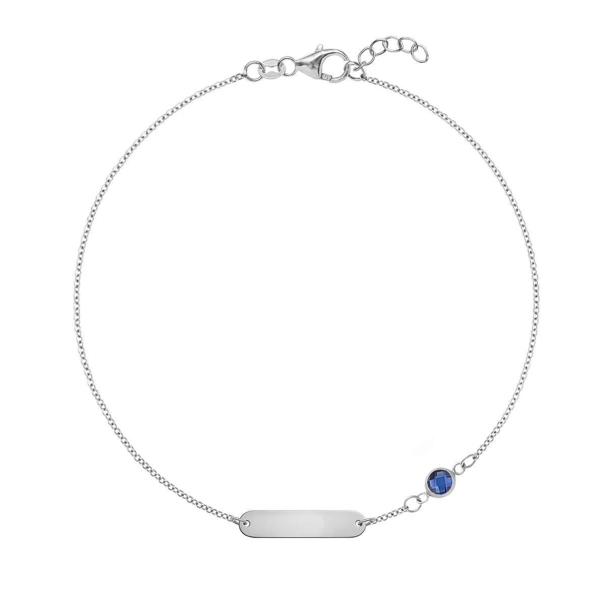 1 Nameplate & 1 Petite Sapphire Bracelet in 14k Gold (September)