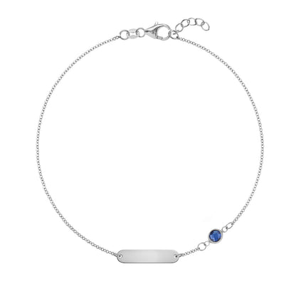 1 Nameplate & 1 Petite Sapphire Bracelet in 14k Gold (September)