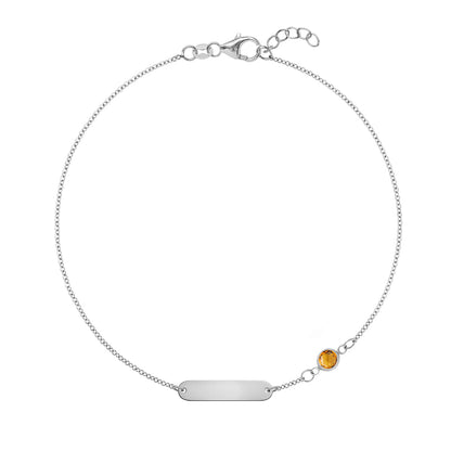 1 Nameplate & 1 Petite Citrine Bracelet in 14k Gold (November)