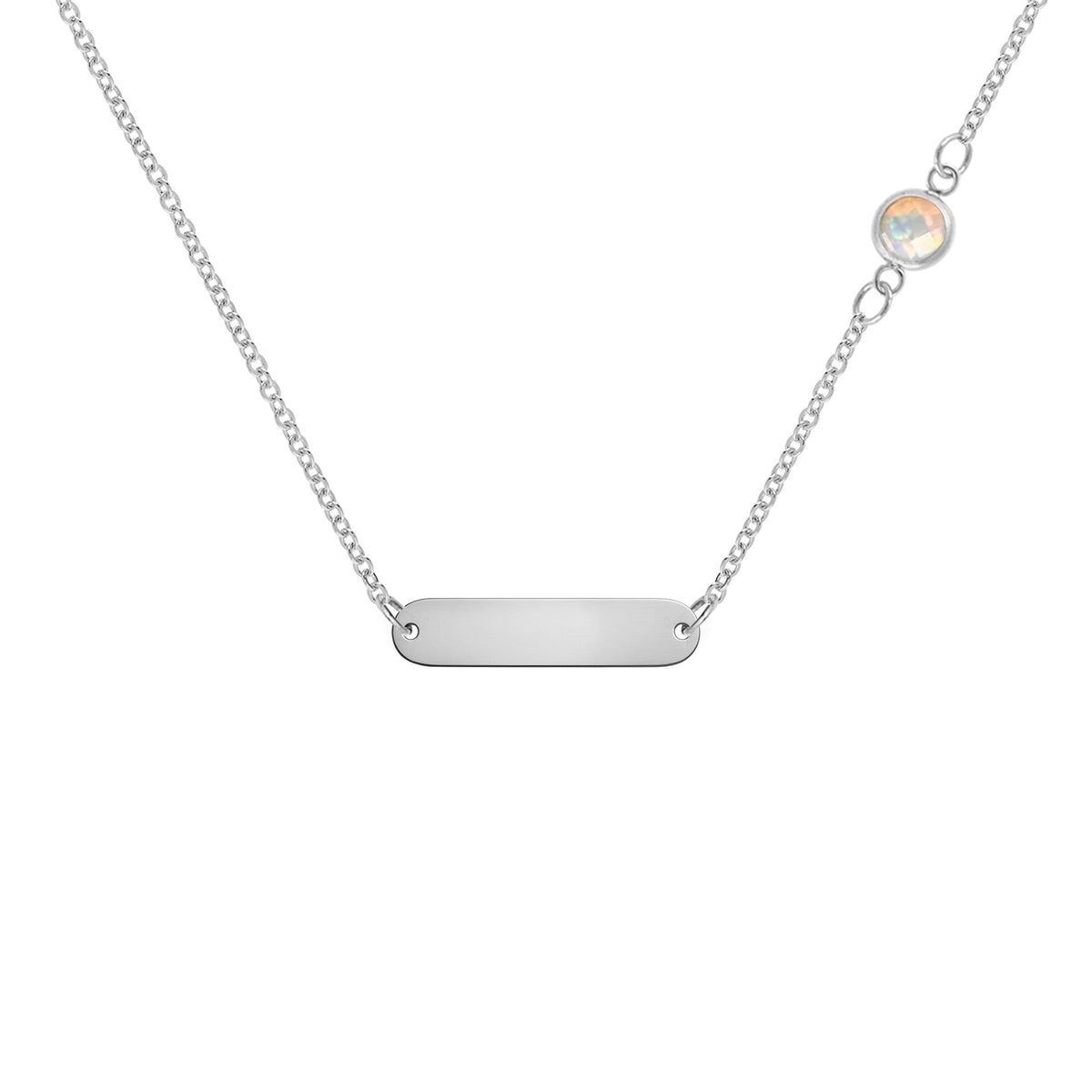 1 Nameplate & 1 Petite Opal Necklace in 14k Gold (October)