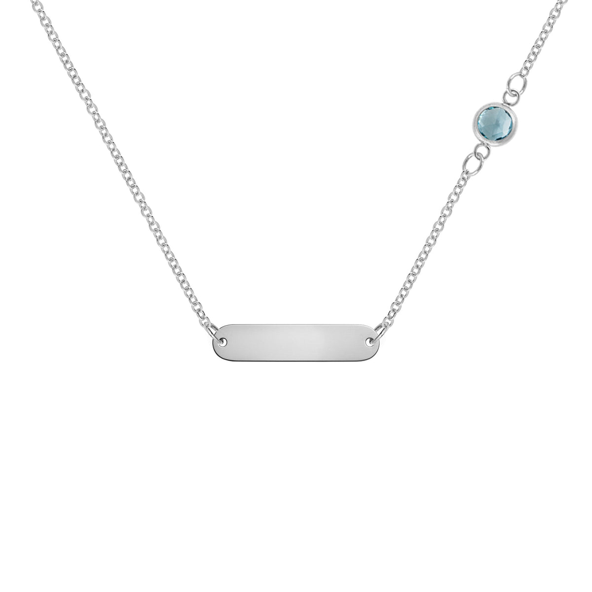 1 Nameplate & 1 Petite Nantucket Blue Topaz Necklace in 14k Gold (December)