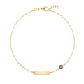 1 Nameplate & 1 Petite Amethyst Bracelet in 14k Gold (February)