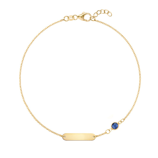1 Nameplate & 1 Petite Sapphire Bracelet in 14k Gold (September)