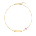1 Nameplate & 1 Petite Pink Sapphire Bracelet in 14k Gold (October)