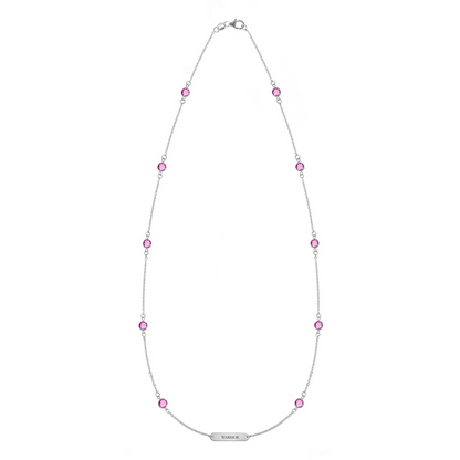 Pink Awareness WARRIOR & 10 Petite Pink Sapphire Necklace in 14k Gold