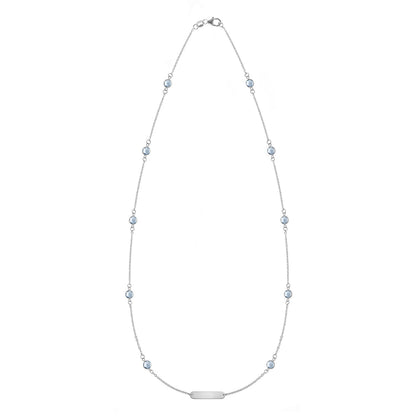 1 Nameplate & 10 Petite Aquamarine Necklace in 14k Gold (March)