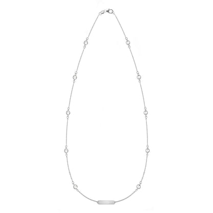 1 Nameplate & 10 Petite White Topaz Necklace in 14k Gold (April)