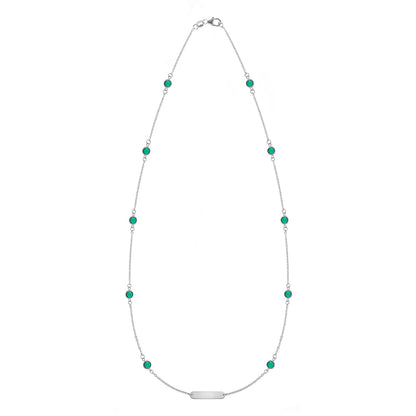 1 Nameplate & 10 Petite Emerald Necklace in 14k Gold (May)