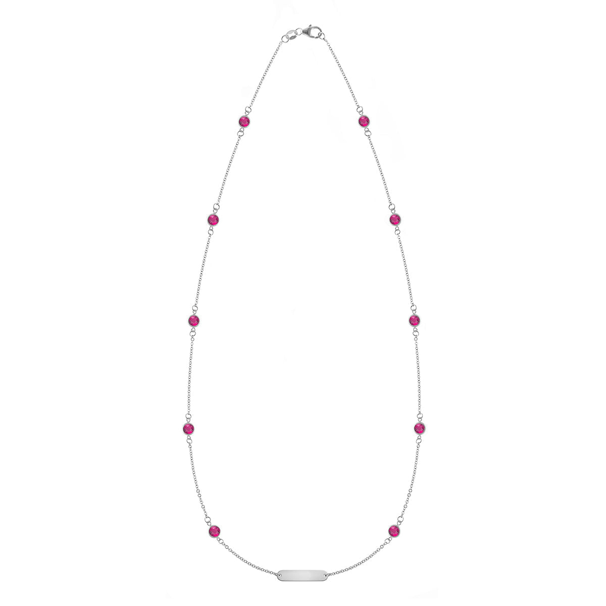 1 Nameplate & 10 Petite Ruby Necklace in 14k Gold (July)