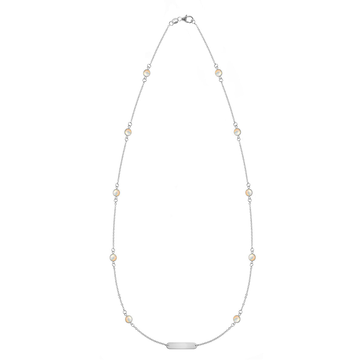 1 Nameplate & 10 Petite Opal Necklace in 14k Gold (October)