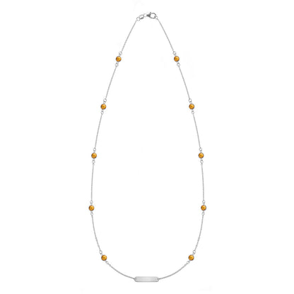 1 Nameplate & 10 Petite Citrine Necklace in 14k Gold (November)