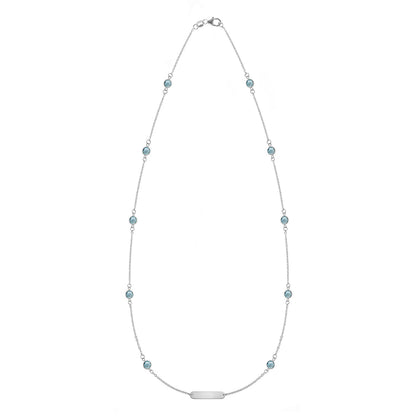 1 Nameplate & 10 Petite Nantucket Blue Topaz Necklace in 14k Gold (December)