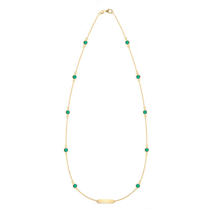 1 Nameplate & 10 Petite Emerald Necklace in 14k Gold (May)
