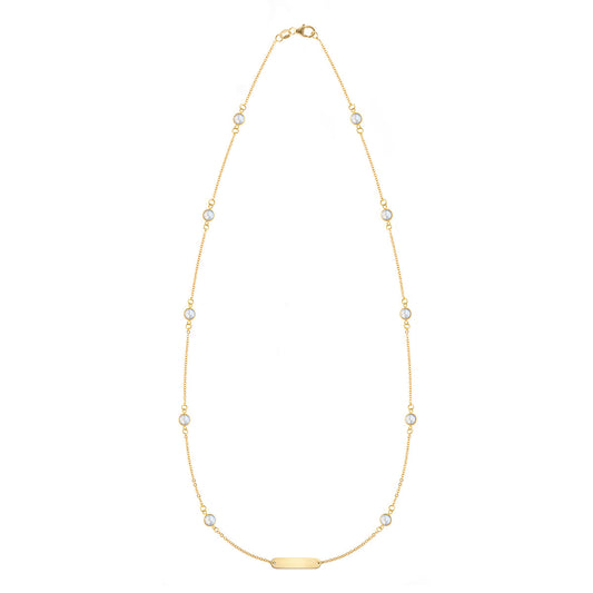 1 Nameplate & 10 Petite Moonstone Necklace in 14k Gold (June)