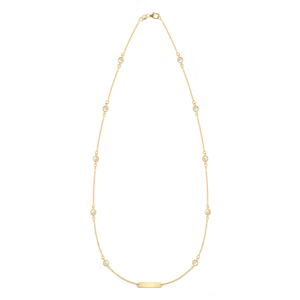 1 Nameplate & 10 Petite Opal Necklace in 14k Gold (October)