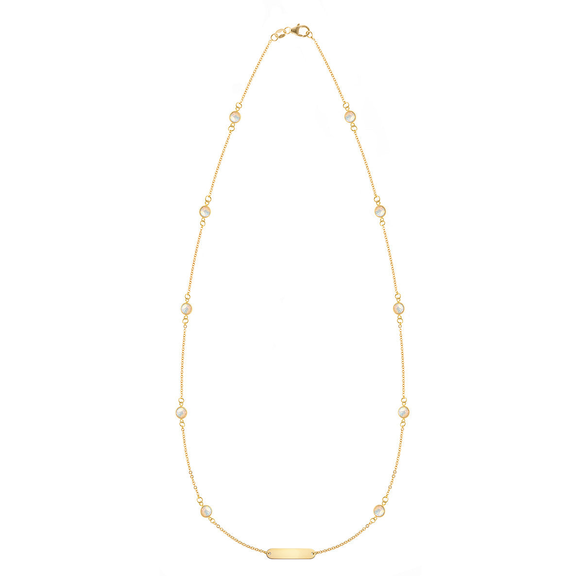 1 Nameplate & 10 Petite Opal Necklace in 14k Gold (October)
