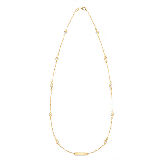 1 Nameplate & 10 Petite Opal Necklace in 14k Gold (October)