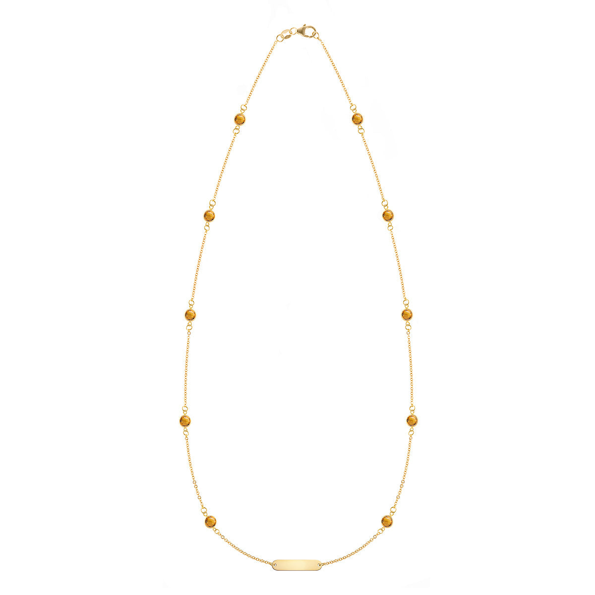 1 Nameplate & 10 Petite Citrine Necklace in 14k Gold (November)