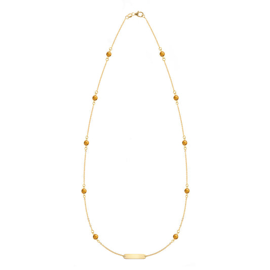 1 Nameplate & 10 Petite Citrine Necklace in 14k Gold (November)
