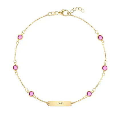 Pink Awareness LOVE & 6 Petite Pink Sapphire Bracelet