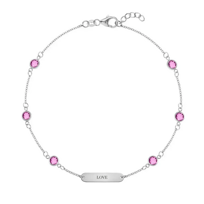 Pink Awareness LOVE & 6 Petite Pink Sapphire Bracelet