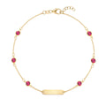 1 Nameplate & 6 Petite Ruby Bracelet in 14k Gold (July)