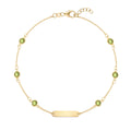 1 Nameplate & 6 Petite Peridot Bracelet in 14k Gold (August)