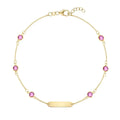 1 Nameplate & 6 Petite Pink Sapphire Bracelet in 14k Gold (October)