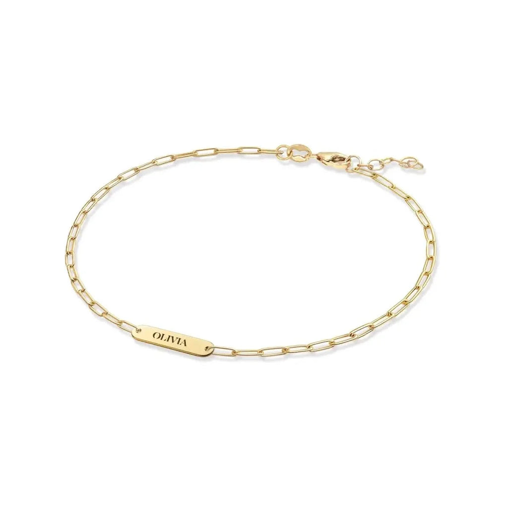 Petite 1 Nameplate Bracelet on Adelaide Mini in 14k Gold