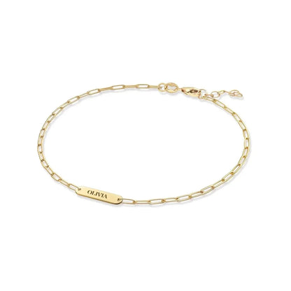 Petite 1 Nameplate Bracelet on Adelaide Mini in 14k Gold