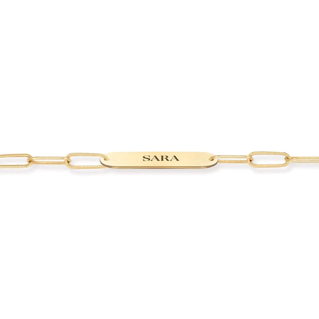 Petite 2 Nameplate Bracelet on Adelaide Mini in 14k Gold