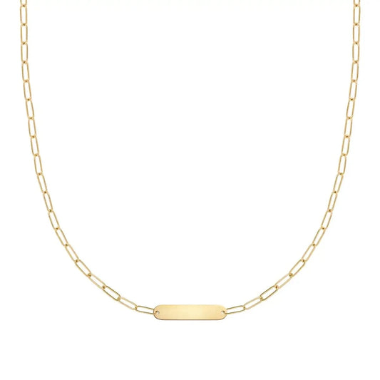 Petite 1 Nameplate Necklace on Adelaide Mini in 14k Gold